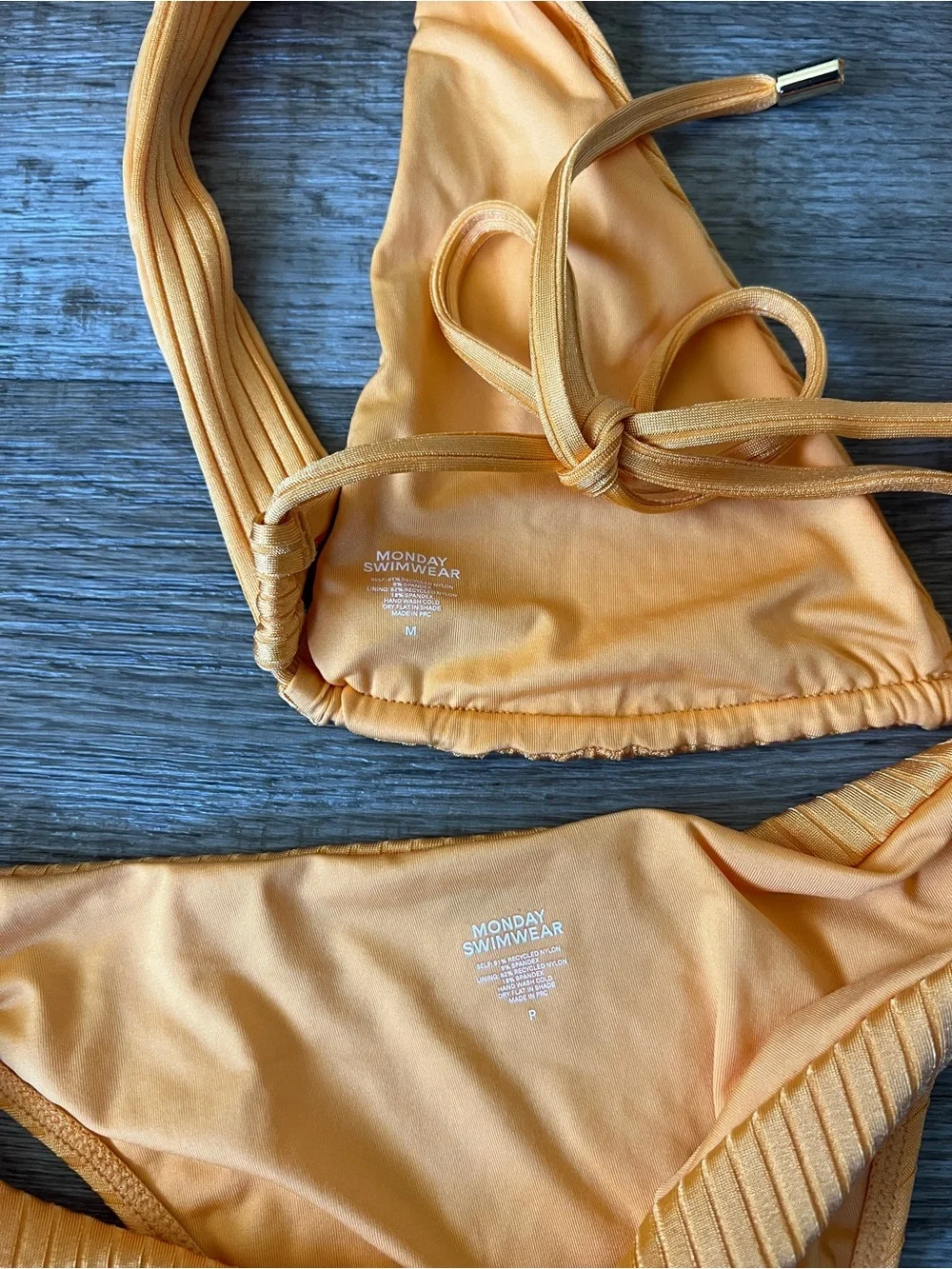 Monday Swimwear Ribbed Bikini Top and Cheeky Bottom in Clementine Orange
